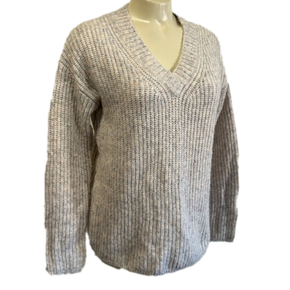 BANANA REPUBLIC gray alpaca blend v-neck boxy oversized sweater XS